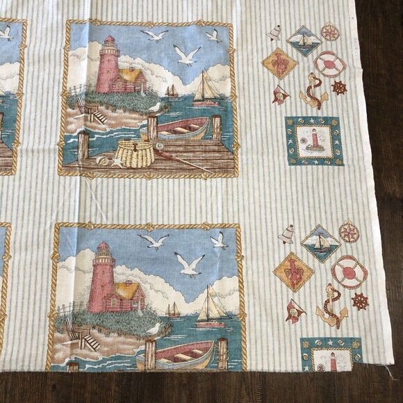 Sailboat Lighthouse Ocean Fabric Classic Cottons FCI Nautical Island 199…‎ - Picture 6 of 7